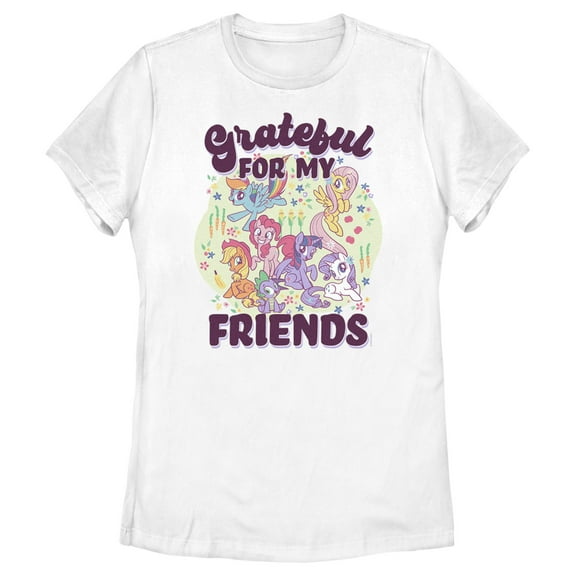 Women's My Little Pony: Friendship is Magic Grateful for my Friends  Graphic Tee White 2X Large