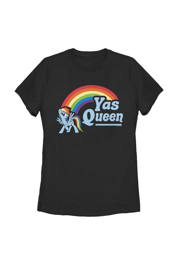 Women's My Little Pony: Friendship is Magic Rainbow Dash Yas Queen Graphic Tee Black Small