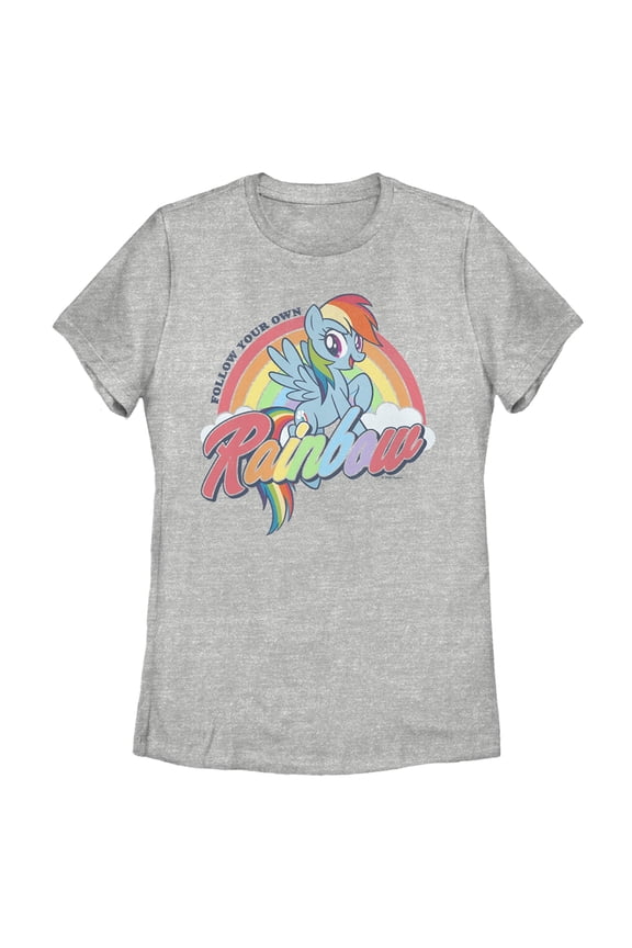 Women's My Little Pony Rainbow Dash Follow Your Own Rainbow Graphic Tee Athletic Heather Medium