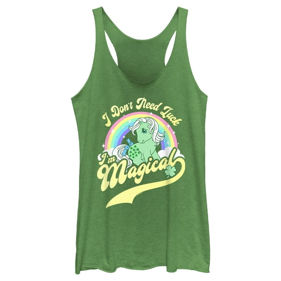 Women's My Little Pony St. Patrick's Day I Don't Need Luck I'm Magical  Racerback Tank Top Envy Green X Large