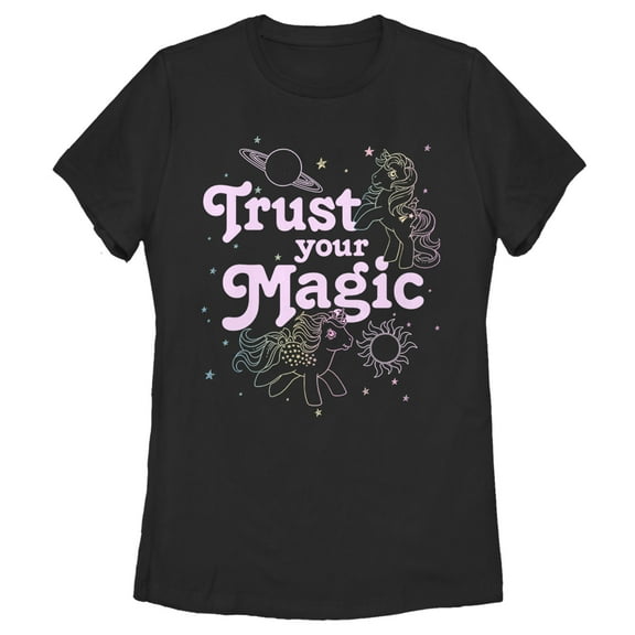Women's My Little Pony Trust Your Magic Stars  Graphic Tee Black Large
