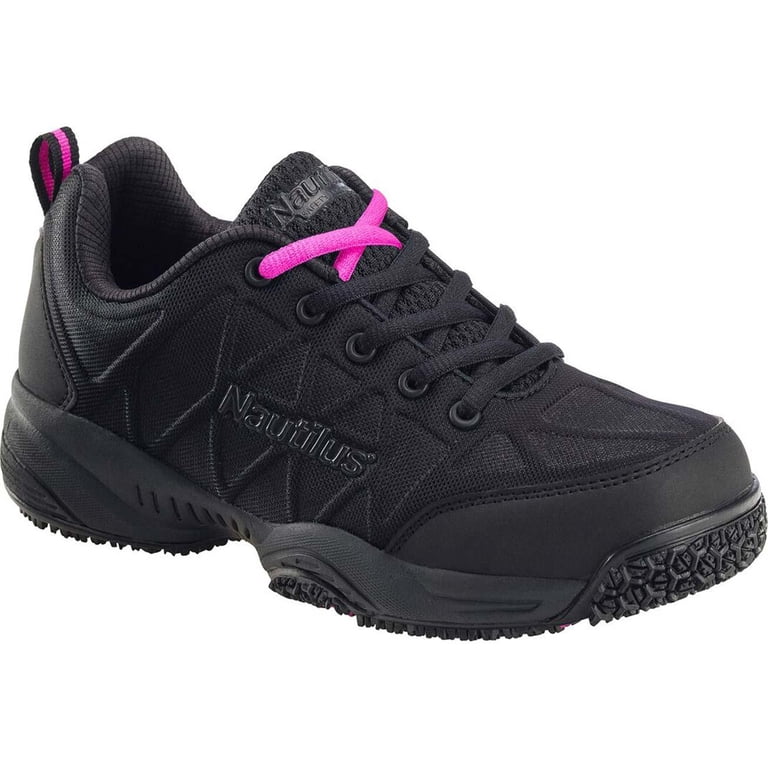 Chaussures De Sécurité Femme Nautilus N2158 - Bout Composite Noir, Motifs Roses - Taille US 11 - Portée Une Fois