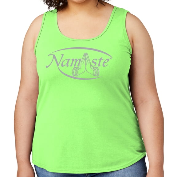 Women's NAMASTE Yoga Mid-weight Tanktop, Small Neon Green