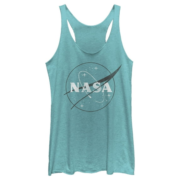 Women's NASA And Simple Logo Racerback Tank Top Tahiti Blue Medium
