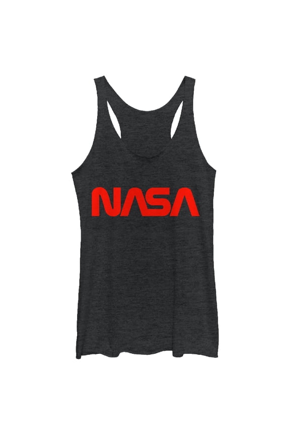 Women's NASA Classic Logo Racerback Tank Top Black Heather Large