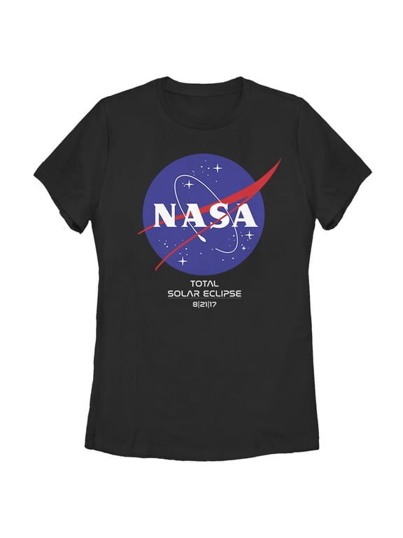 Women's NASA Classic Logo Total Solar Eclipse 2017 Graphic Tee Black Medium