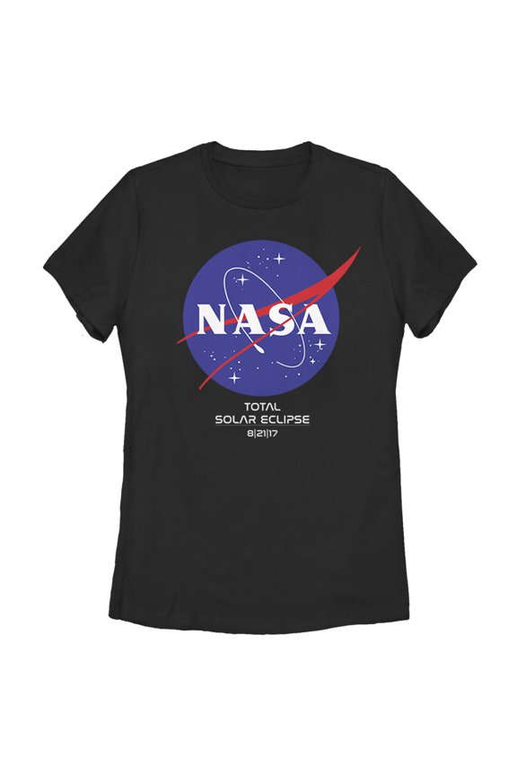 Women's NASA Classic Logo Total Solar Eclipse 2017 Graphic Tee Black Medium