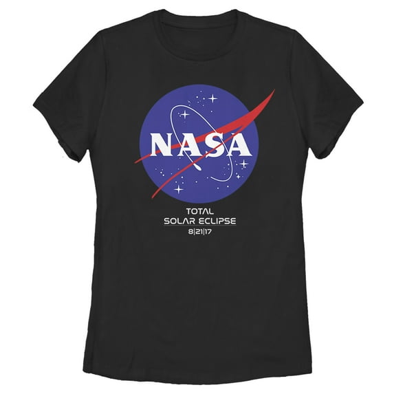 Women's NASA Classic Logo Total Solar Eclipse 2017 Graphic Tee Black Small