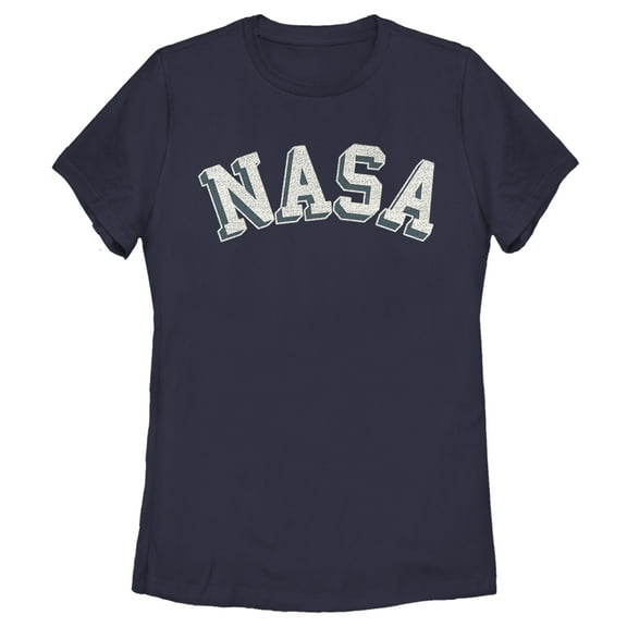 Women's NASA Curved 3D Bold Logo Graphic Tee Navy Blue Medium