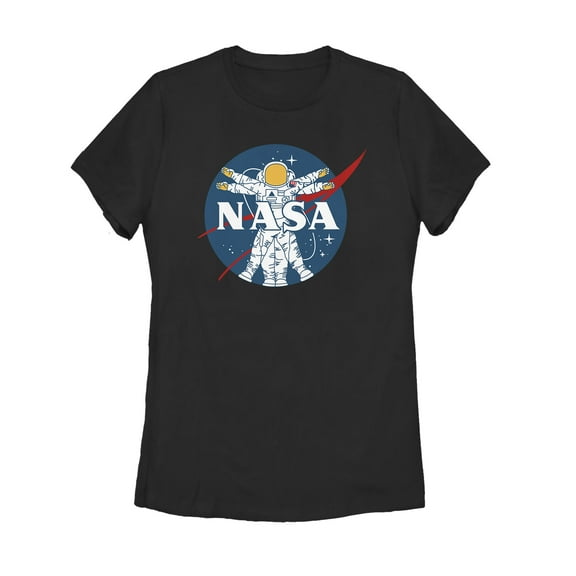 Women's NASA Da Vinci Astronaut  Graphic Tee Black Medium