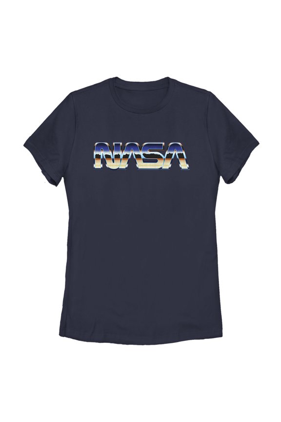 Women's NASA Desert Landscape Logo  Graphic Tee Navy Blue Large