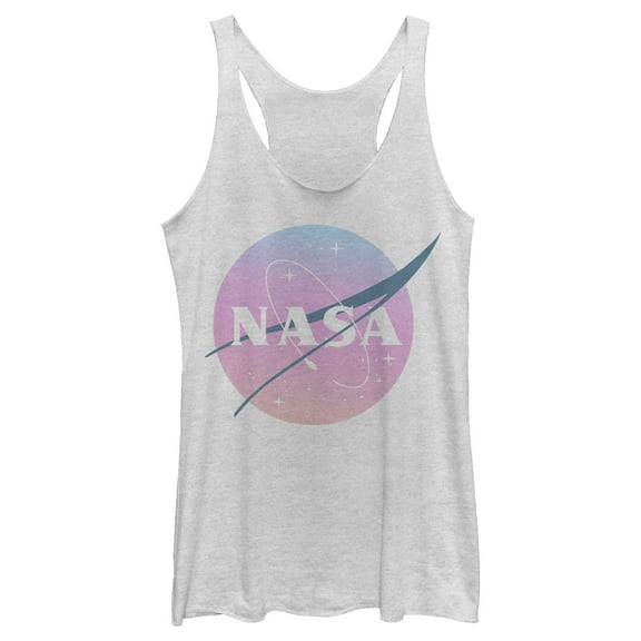 Women's NASA Dusk Logo  Racerback Tank Top White Heather X Large
