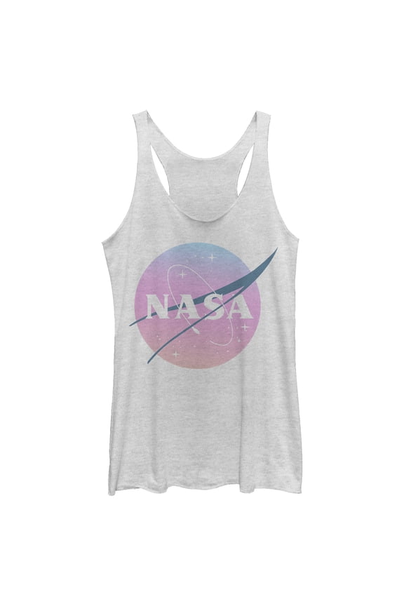 Women's NASA Dusk Logo  Racerback Tank Top White Heather X Large