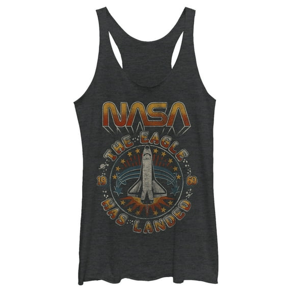 Women's NASA Eagle Has Landed Racerback Tank Top Black Heather X Large