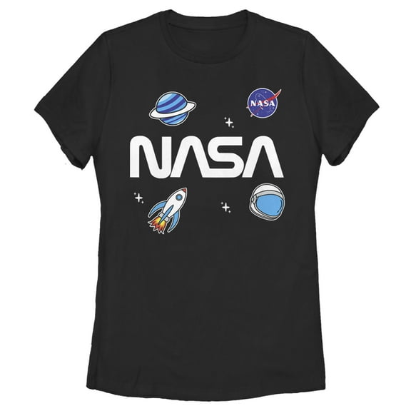 Women's NASA Logo Space Emoticon Graphic Tee Black Small