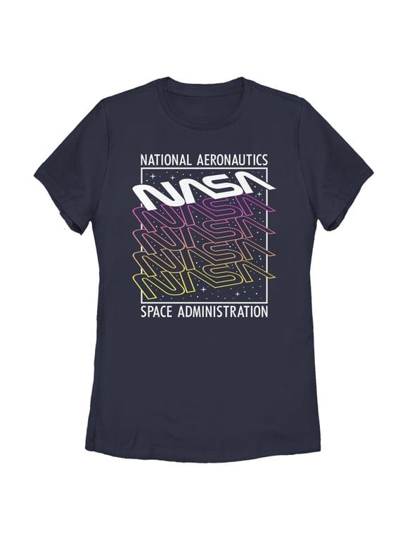 Women's NASA Logo Starry Repeat Graphic Tee Navy Blue Small