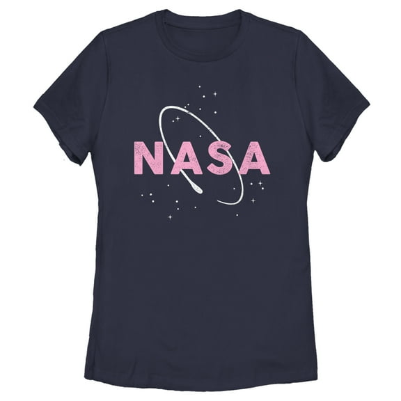 Women's NASA Logo With Space Ring  Graphic Tee Navy Blue Medium