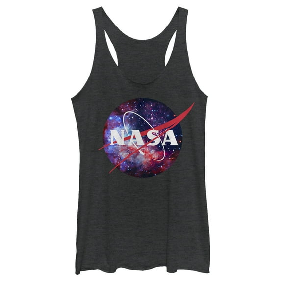 Women's NASA Mix Galaxy Style Logo Racerback Tank Top Black Heather 2X Large