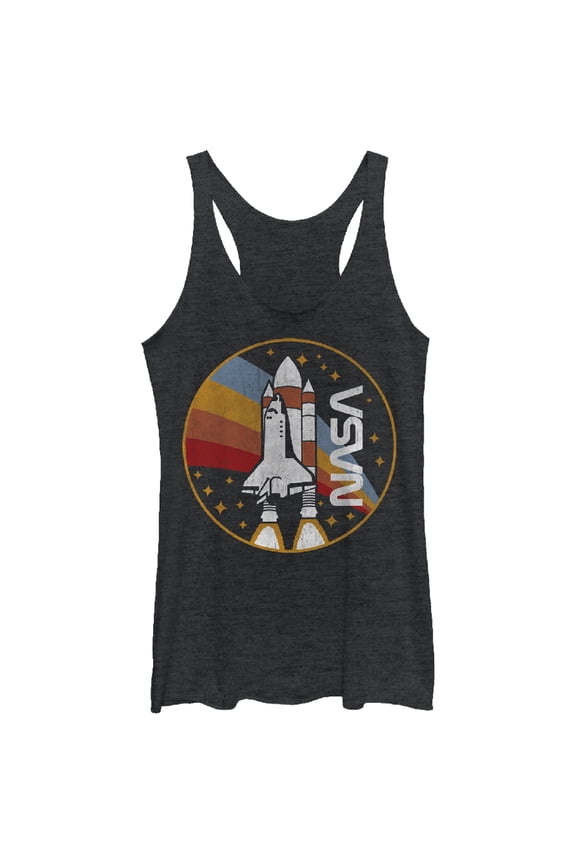 Women's NASA Rainbow Launch Racerback Tank Top Black Heather Medium
