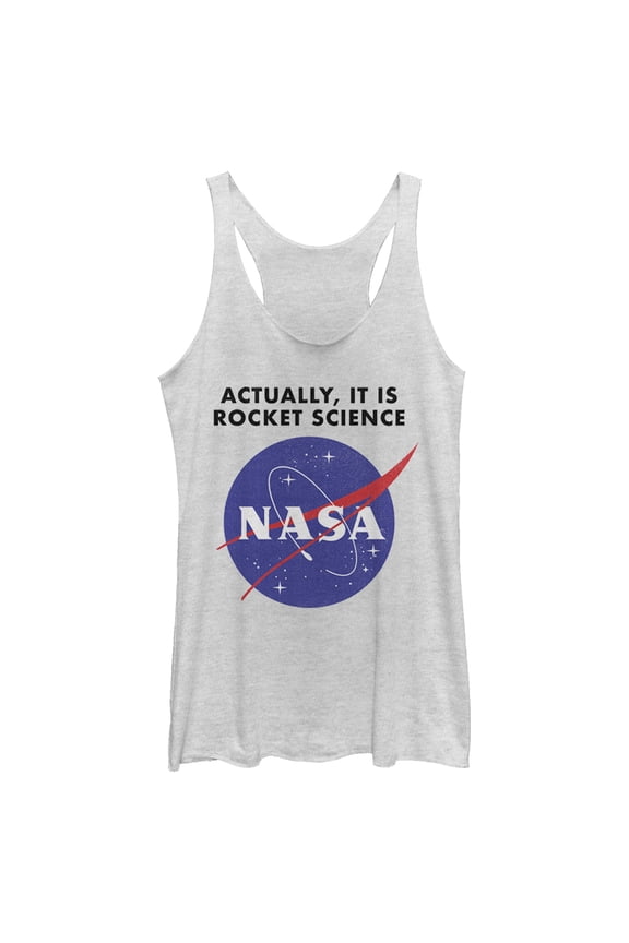 Women's NASA Rocket Science Logo Racerback Tank Top White Heather Medium