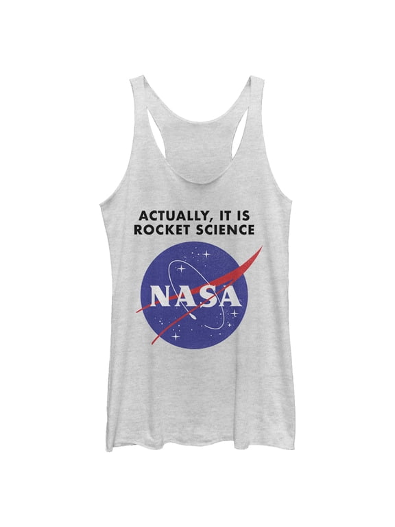 Women's NASA Rocket Science Logo Racerback Tank Top White Heather Small