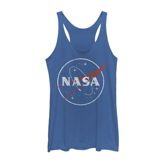 Women's NASA Sleek Logo Racerback Tank Top Royal Blue Heather Large