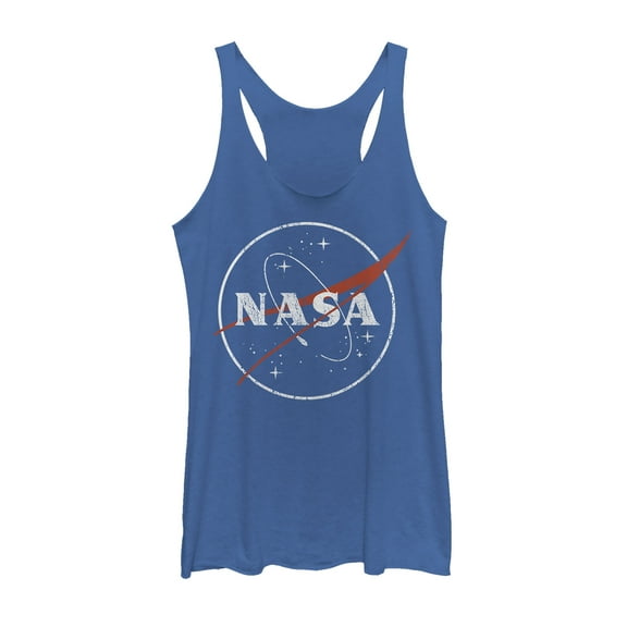 Women's NASA Sleek Logo  Racerback Tank Top Royal Blue Heather X Small