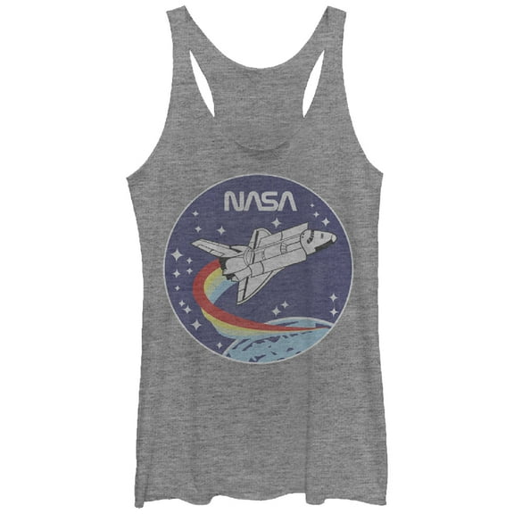 Women's NASA Space Rocket  Racerback Tank Top Gray Heather Small