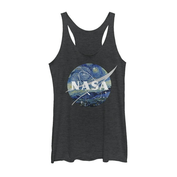 Women's NASA Starry Night Logo Racerback Tank Top Black Heather 2X Large