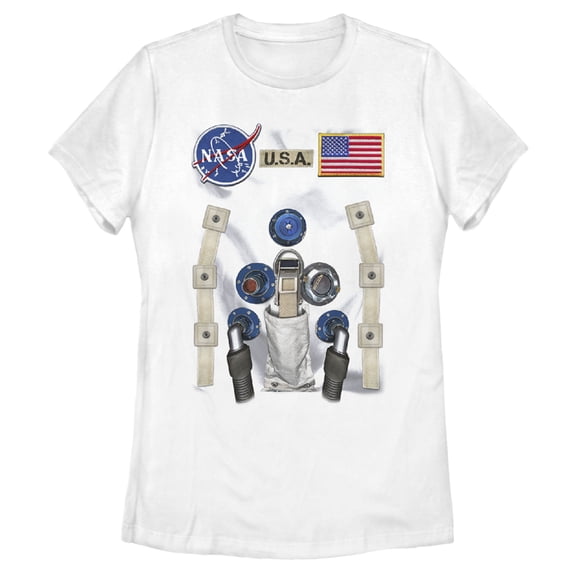 Women's NASA U.S.A. Astronaut Suit Costume Graphic Tee White Large