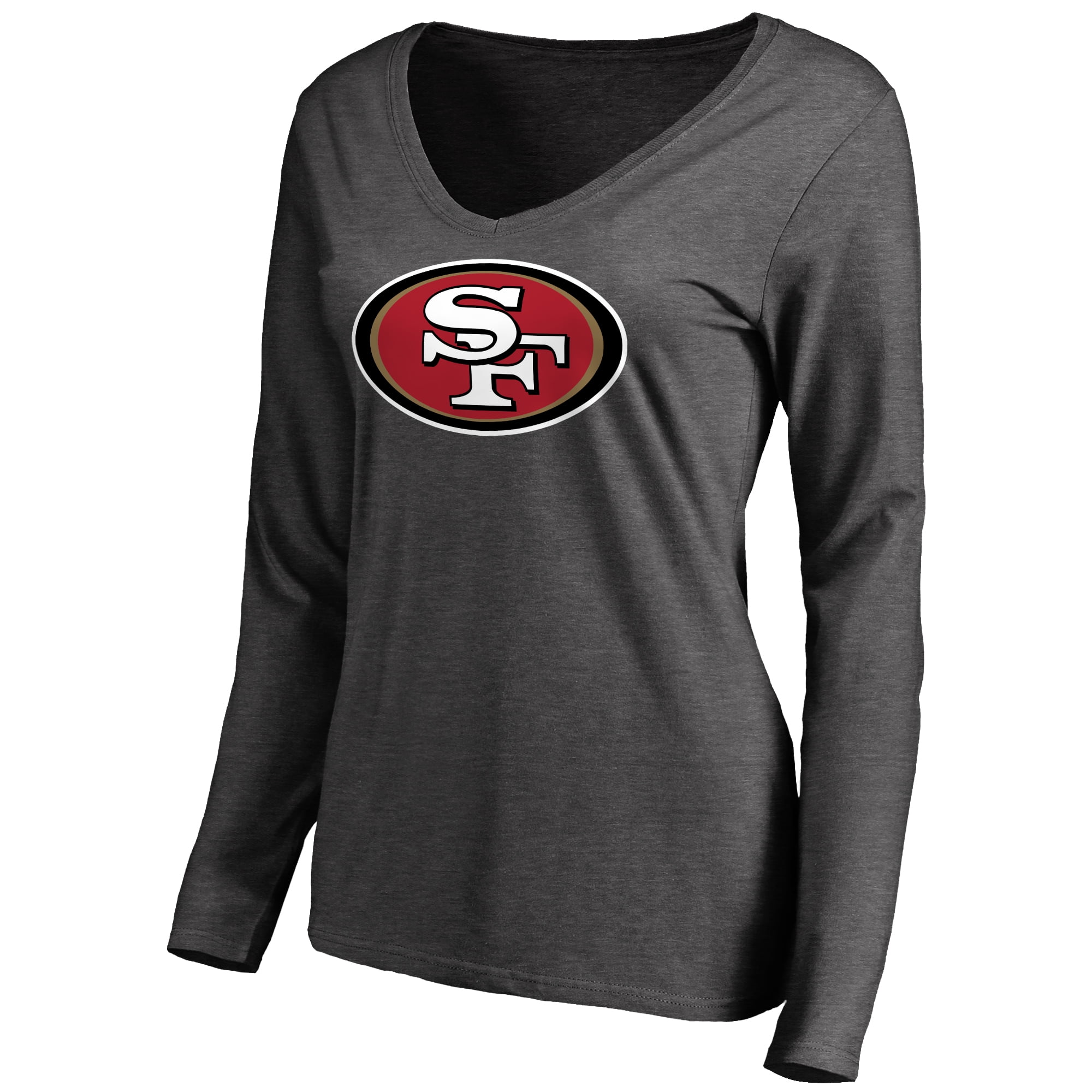 Women's Heathered Gray San Francisco 49ers Team Logo Long Sleeve TShirt