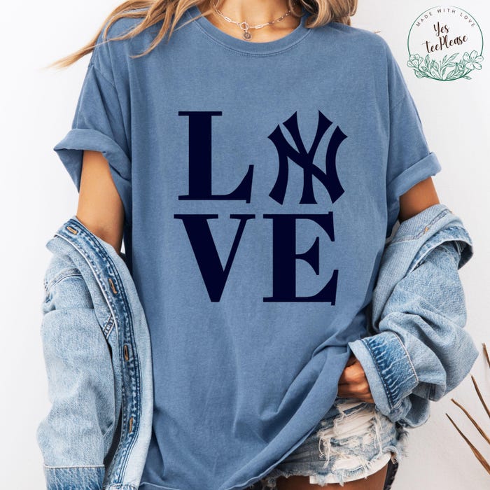 Women's NY Baseball Tee: Comfort Colors Ring-Spun Cotton Fan Shirt