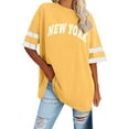 thumbnail image 1 of Women's NYC Graphic Striped Summer Casual Loose Fit Short Sleeve T-Shirt Plus Size Fashion Top Comfortable Stylish Tee, 1 of 3