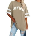 thumbnail image 1 of Women's NYC Graphic Striped Summer Casual Loose Fit Short Sleeve T-Shirt Plus Size Fashion Top Comfortable Stylish Tee, 1 of 3