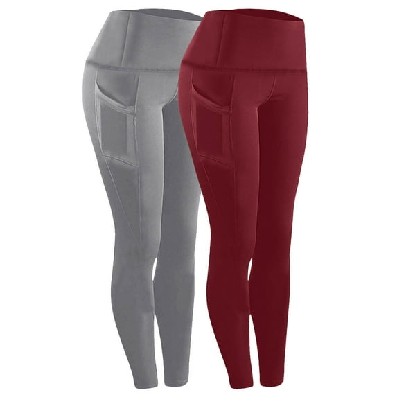 Women's Naked Feeling Workout Leggings 25 Inches - High Waisted Yoga Pants with Side Pockets Running Tights 2 Pack High Waist Yoga Pants, Running 4 Way Stretch Yoga Leggings Multicolor XXL