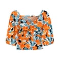 thumbnail image 1 of Women's Nala Floral-Print Ruched Crop Top Oriole Nala Print S, 1 of 1