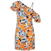 Womens Nala One Shoulder Short Dress White nala S