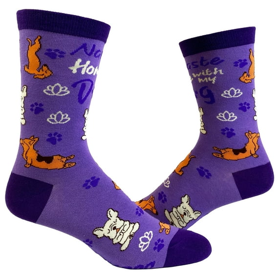 Women's Namaste Home With My Dog Socks Funny Introvert Yoga Pet Puppy Animal Lover Footwear