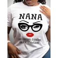 thumbnail image 1 of Women's "Nana" Cartoon Portrait Print T-Shirt - Casual Crew Neck, Short Sleeve, Cotton, Machine Washable - White with Black & Red Graphics, Comfy T-Shirts, Casual Sporty Tee, Summer Gifts, 1 of 7