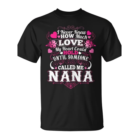 Women's Nana Heart Graphic T-Shirt Retro Grandmother Gift Apparel Casual Short Sleeve Cotton Tee