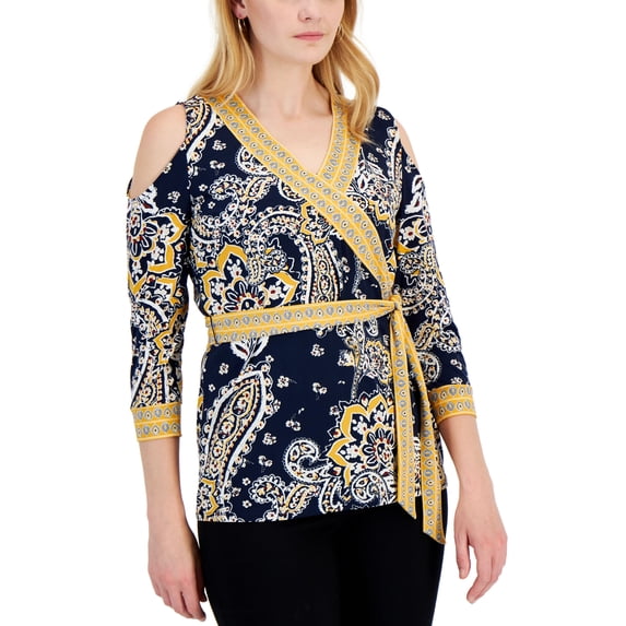Women's Nancy Border-Print Top Intrepid Combo M