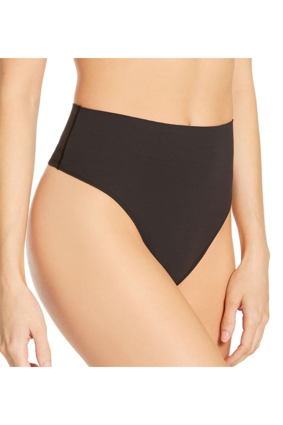 Women's Naomi & Nicole 7499 Sleek Solutions Waistline Thong (Black XL)