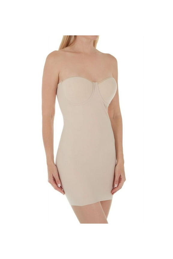 Women's Naomi & Nicole 7777 Luxe Shaping Strapless Bra Slip w/ Built-In Panty (Cupid Nude 36C)