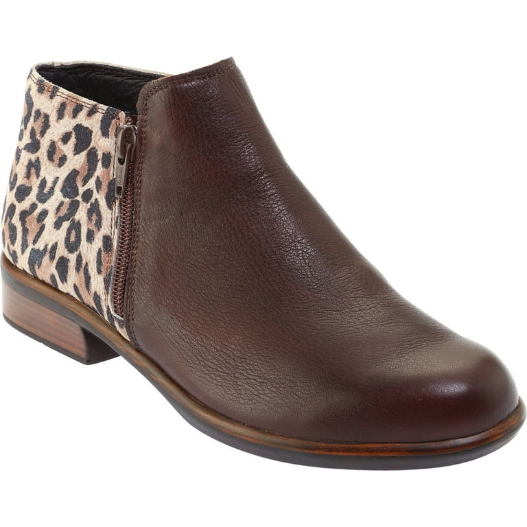 Women's Naot Helm Ankle Boot Cheetah Suede/Soft Brown Leather 41 M - Main Image