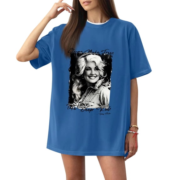 Women's Nashville Western T-shirt Unisex Graphic Dolly T-shirts Short Sleeve Crew Neck T-shirts for Vintage Country Music Tribute,(S)