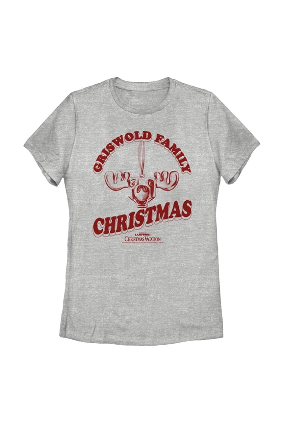 Women's National Lampoon's Christmas Vacation Griswold Family Moose Graphic Tee Athletic Heather 2X Large
