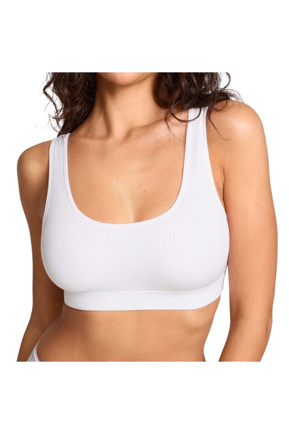 Women's Natrelax No Underwire Bralette No Padding Comfort Sleep Bra Ribbed Wireless Pullover