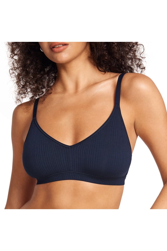 Women's Natrelax No Underwire Comfort Bralette Ribbed Wireless Bra Sleep Unlined V Neck Bras Soft Everyday