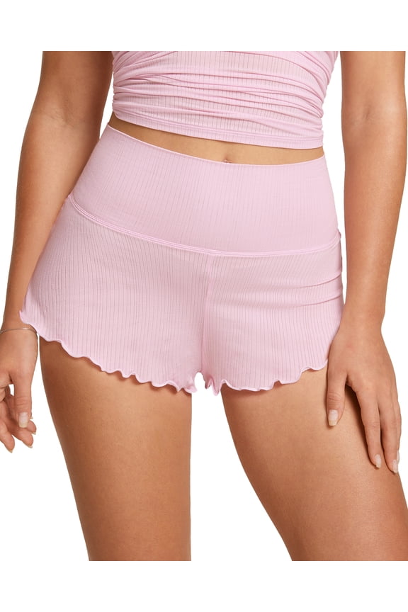 Women's Natrelax Pajamas Shorts Modal Ribbed Foldover Sleep Cheeky Ruched Cute Mini Cozy Lounge Sleepwear Bottom