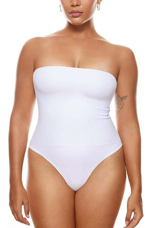 Women's Natrelax Sexy Strapless Bodysuit Thong Tube Top Off The Shoulder One Piece Leotard